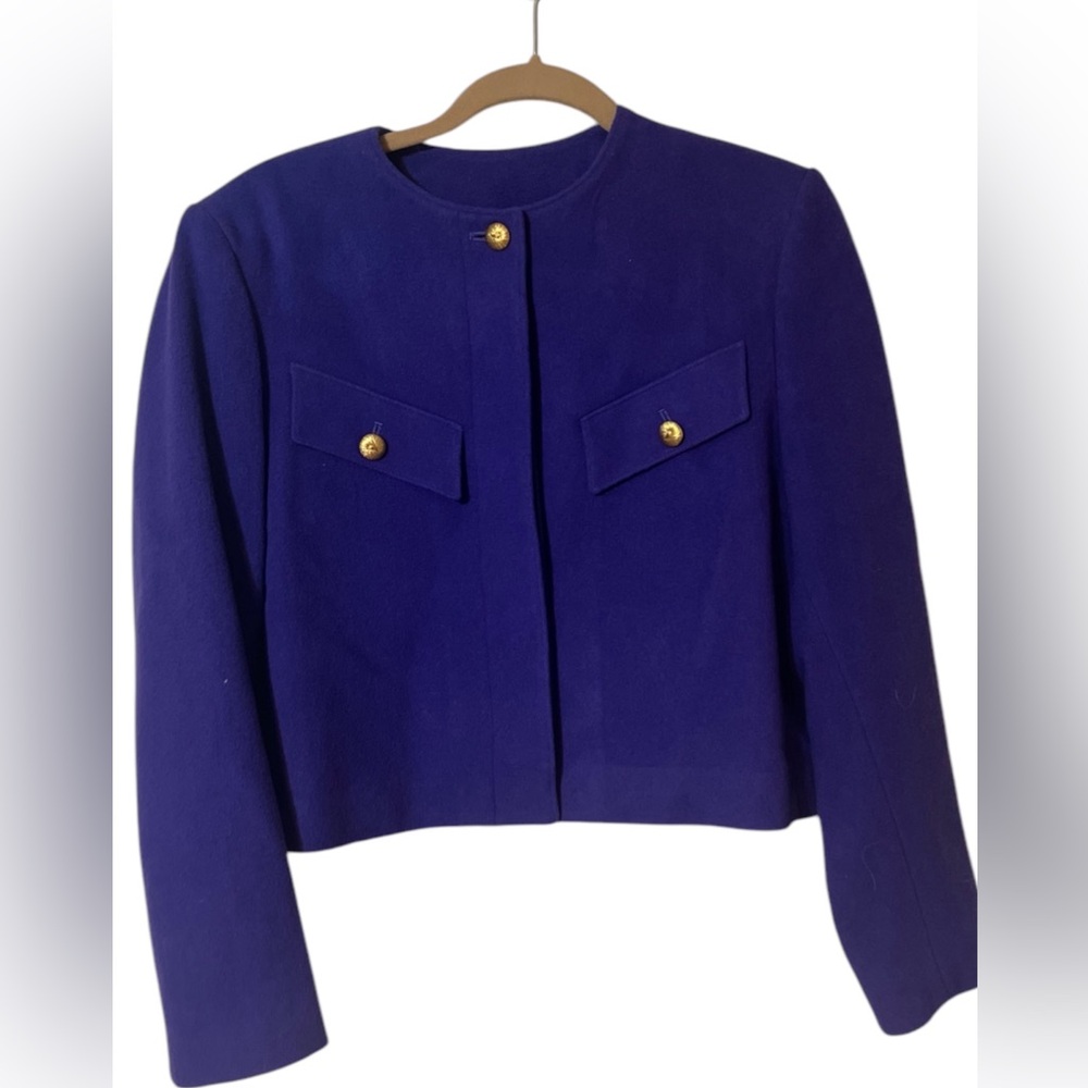 Pendleton Purple Blazer Classic Cropped Design Size 10